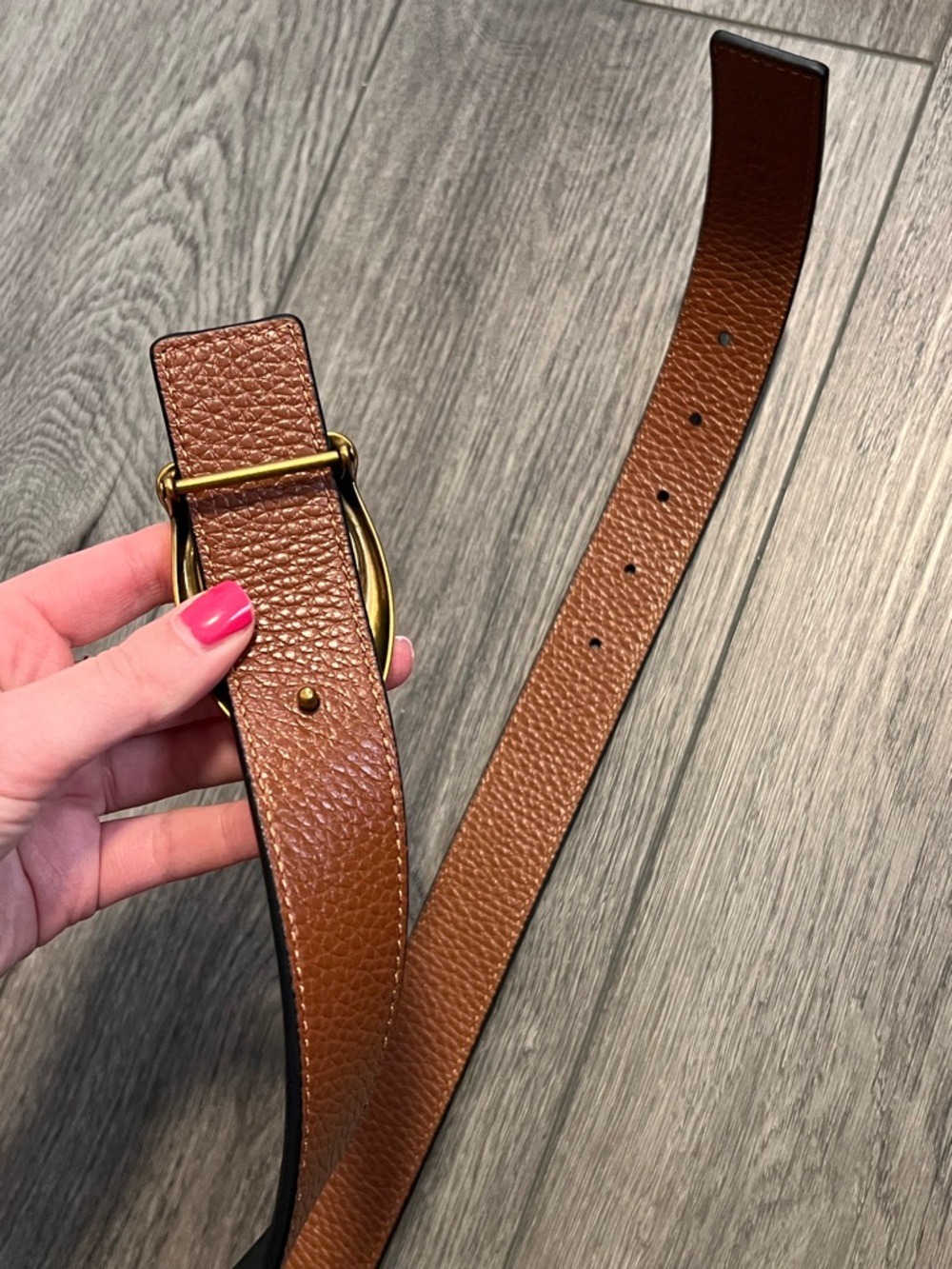 Coach Reversible Leather Belt with Gold 'C' Buckle - Black & Brown - Picture 2 of 4